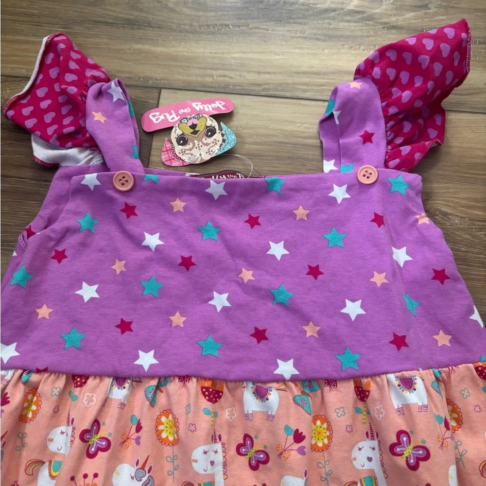 NWT Jelly The Pug Purple and Pink Unicorn Dress